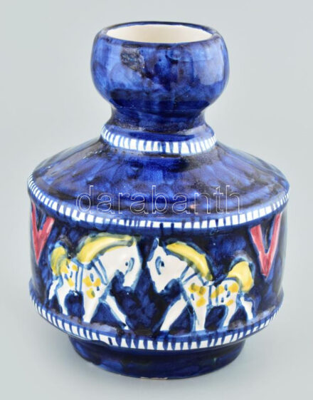 Lovas kerámia váza, jelzés nélkül, hibátlan, m: 17 cm