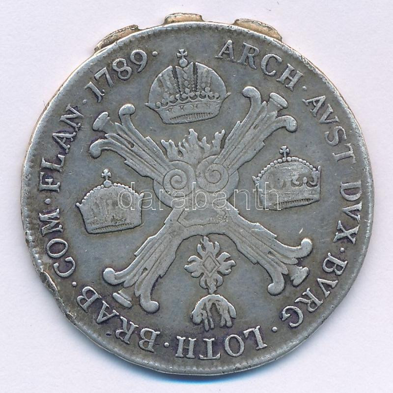 Osztrák Németalföld 1789A 1/2 Koronatallér Ag 'II. József' T:F ph., fny. Austrian Netherlands 1789A 1/2 Kronenthaler Ag 'Joseph II' C:F edge error, ear mark Krause KM#38 - Image 2