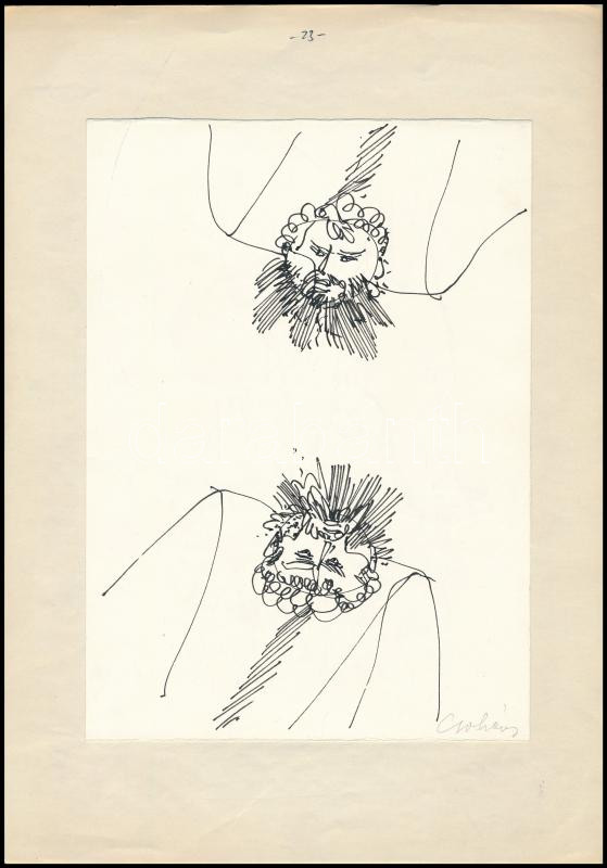 Csohány Kámán (1925-1980):. Vita. tus, papír, jelzett, megjelent Obersovszky Gyula:Játékos istenek. c. 15x22 cm