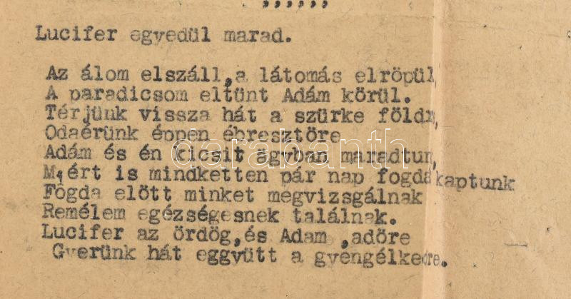 1943 A KMSZ 'Ember Tragédiája', írta: Demeter Imre, szereplők: Sivó (Schön) Emil, Demeter Imre, Bárdi György, gépelt kézirat hat lapon, utolsó lapon ceruzás kiegészítésekkel; borítékban, mely szerint 1943-ban Rimaszombatban a - Image 3
