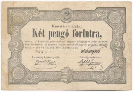 1849. 2Ft 'Kincstári utalvány' 'GW o. 16096' T:F folt, apró anyaghiba Adamo G108