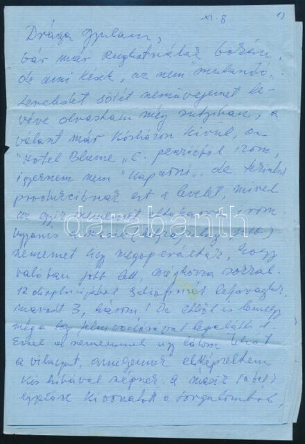 Gáli József (1930-1981) író, 56-os forradalmár autográf levele Obersovszy Gyulának 4 beírt oldal