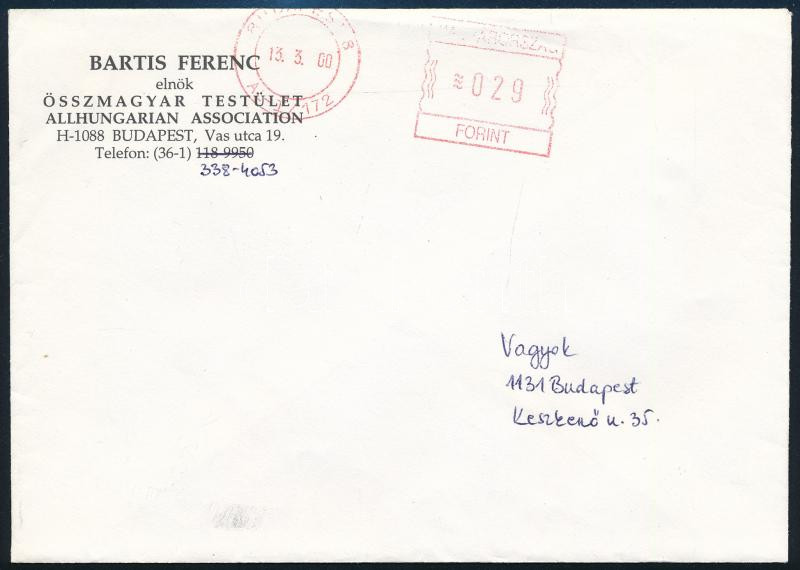 Bartis Ferenc (1936-2006) író aláírása az Összamagyar Testület fejléces levélpapírján - Image 2