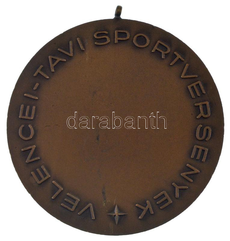 Gáll Gyula (1939-?) DN 'Velencei-tavi Sportversenyek' kétoldalas bronz emlékérem füllel (70mm) T:AU,XF kis ph - Image 2