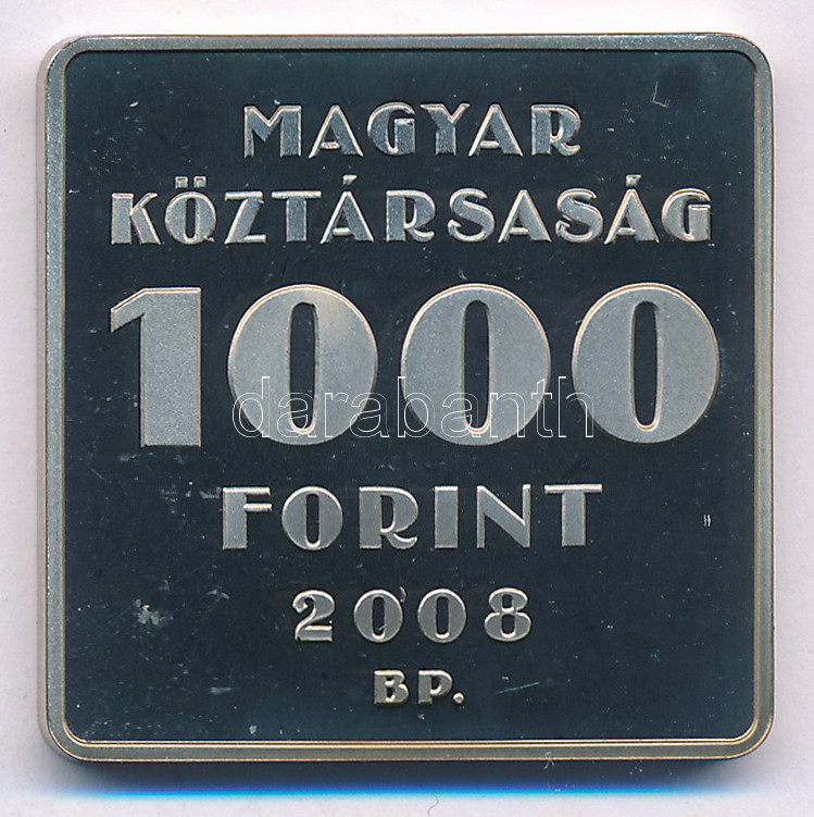 2008. 1000Ft Cu-Ni 'Telefonhírmondó - Puskás Tivadar' kapszulában T:PP patina Adamo EM2166 - Image 2