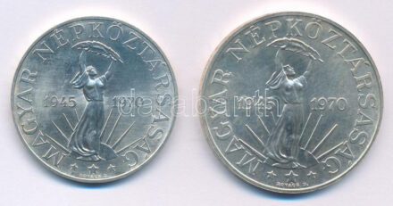 1970. 50Ft Ag + 100Ft Ag 'Felszabadulás' T:UNC Adamo EM36; EM37