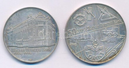 1974. 50Ft Ag + 100Ft Ag '50 éves a Magyar Nemzeti Bank' T:AU patina Adamo EM44, EM45