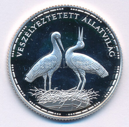 1992. 200Ft Ag 'Veszélyeztetett állatvilág - Fehér gólya' kapszulában T:PP patina Adamo EM126