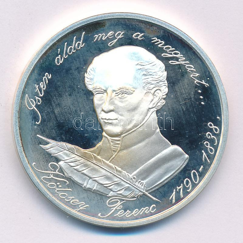 1990. 500Ft Ag 'Kölcsey Ferenc' kapszulában T:UNC (eredetileg PP) patina, fo. Adamo EM116