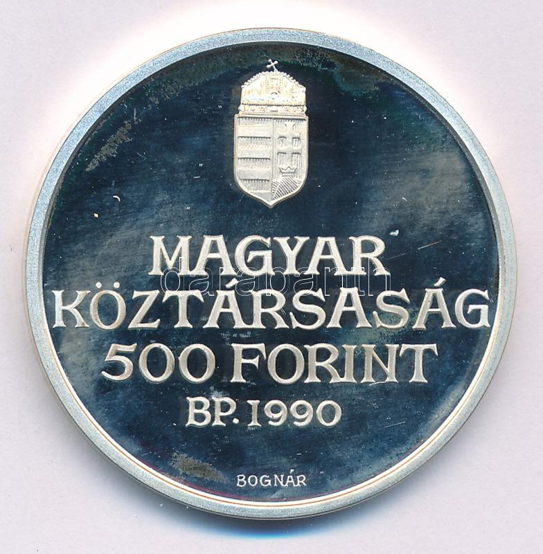 1990. 500Ft Ag 'Kölcsey Ferenc' kapszulában T:UNC (eredetileg PP) patina, fo. Adamo EM116 - Image 2