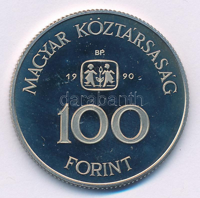 1990. 100Ft Cu-Ni 'SOS Gyermekfalu' T:PP patina Adamo EM117 - Image 2