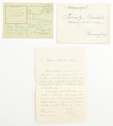 1932 vitéz Pisky Zoltán (1893-1945) ezredes, hadosztályparancsnok saját kézzel írt levele, barátja, I. világháborús katonatársa, Sárdy Brutus (1892-1970) festőművész, restaurátor részére: 'Kedves Brutus Komám!' megszólítással,