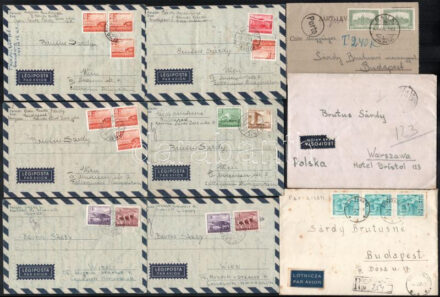 1923-1958 Sárdy Brutus (1892-1970) festőművész, restaurátor és felesége Sárdy Brutusné személyes levelezése, 9 db