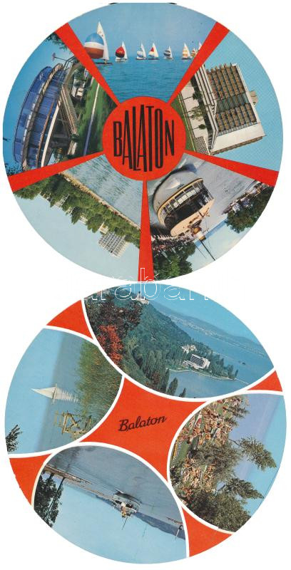 11 db MODERN kör és ovális alakú város képeslap / 11 modern circular and oval town-view postcards - Image 2