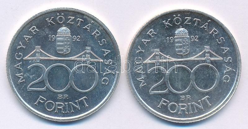 1992. 200Ft Ag 'MNB' (2x) T:UNC Adamo F13 - Image 2