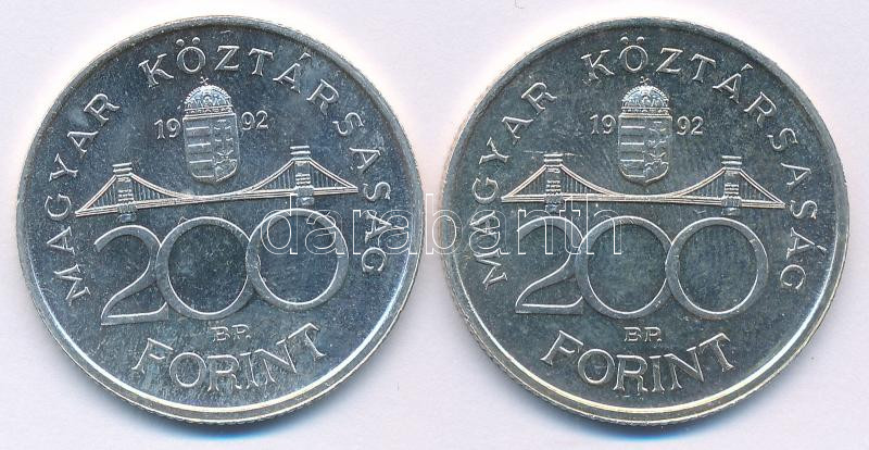 1992. 200Ft Ag 'MNB' (2x) T:UNC,AU Adamo F13 - Image 2