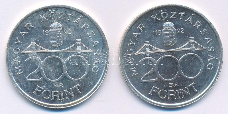 1992. 200Ft Ag 'MNB' (2x) T:UNC,AU Adamo F13 - Image 2
