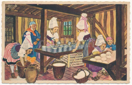 En Parcourant La Normandie... Fabrication du Camembert / Camembert sajt készítése, modern reklám s: Charles Homualk