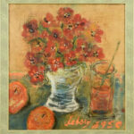 Olvashatatlan jelzéssel: Csendélet. Olaj, vászon, jelzett, fakeretben, 43,5×40 cm