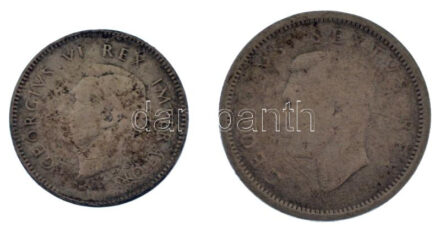 Dél-Afrika 1942. 3p Ag 'VI. György' + 1952. 6p Ag 'VI. György' T:F patina, ph South Africa 1942. 3 Pence Ag 'George VI' + 1952. 6 Pence Ag 'George VI' C:F patina, edge error Krause KM#26, #36.2