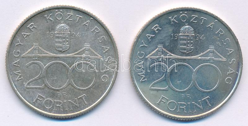 1994. 200Ft Ag 'Deák' (2x) T:UNC Adamo F13.1 - Image 2