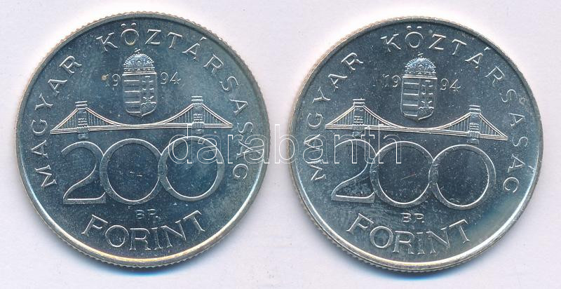 1994. 200Ft Ag 'Deák' (2x) T:UNC Adamo F13.1 - Image 2