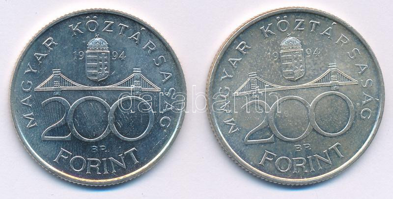 1994. 200Ft Ag 'Deák' (2x) T:UNC Adamo F13.1 - Image 2