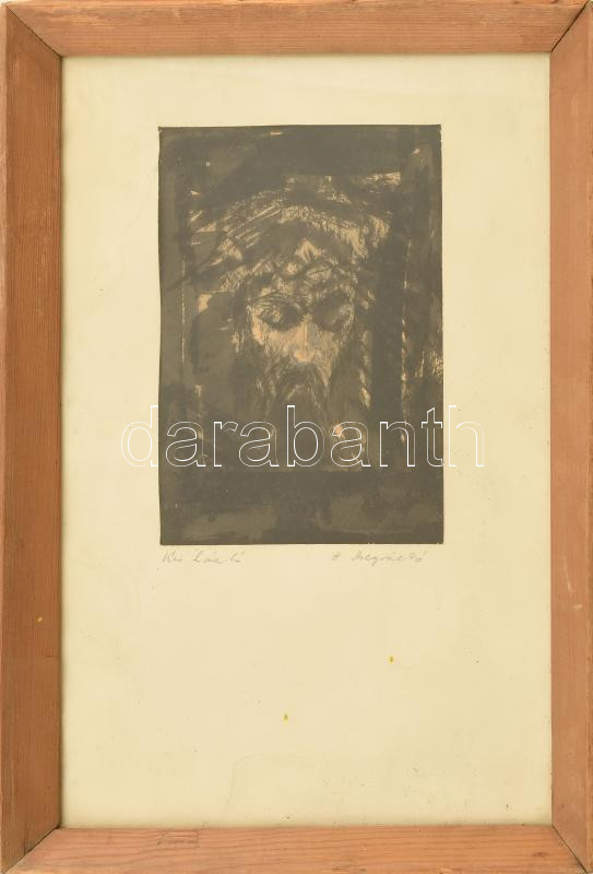 Kis László jelzéssel: A Megváltó. Tus, papír. Üvegezett fakeretben. 15,5x11,5 cm