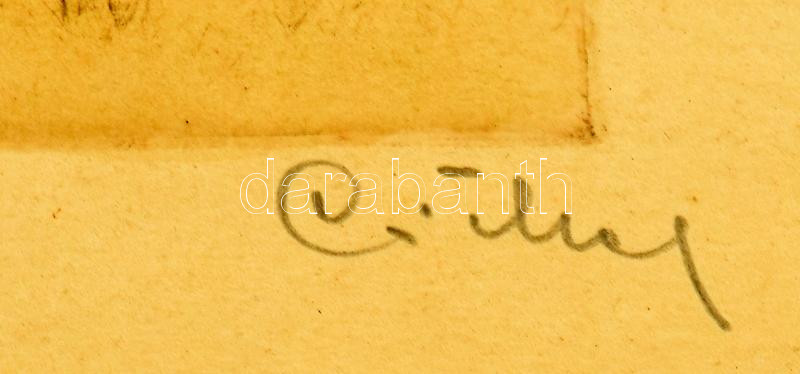 Csillag József (1894-1977): Nyíres. Színezett rézkarc. Üvegezett fakeretben. Lap széle foltos. 23x17,5 cm. - Image 2