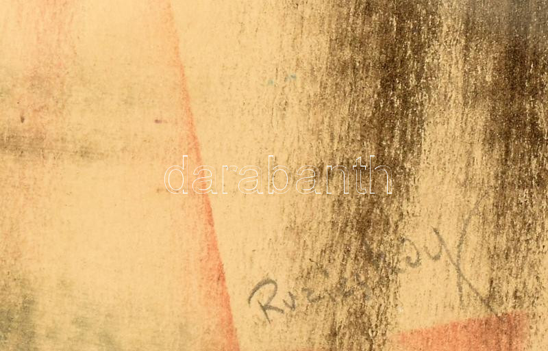 Ruzicskay György (1896-1993): Gesztusok. Vegyes technika, papír, jelzett, 19,5x9,5 cm. Dekoratív, üvegezett fakeretben. - Image 2