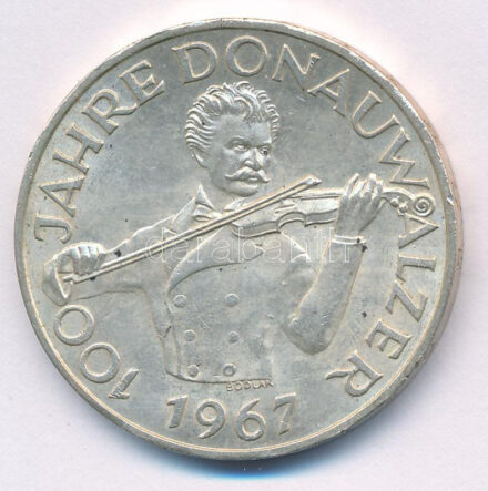 Ausztria 1967. 50Sch Ag '100 éves a Kék Duna keringő' T:AU patina, kis ph Austria 1967. 50 Schilling Ag 'Centennial of the Blue Danube Waltz' C:AU patina, small edge error Krause KM#2902