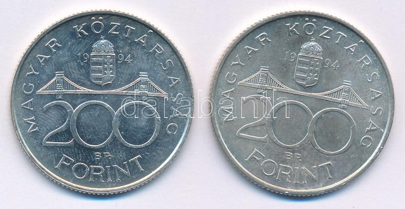 1994. 200Ft Ag 'Deák' (2x) T:UNC Adamo F13.1 - Image 2