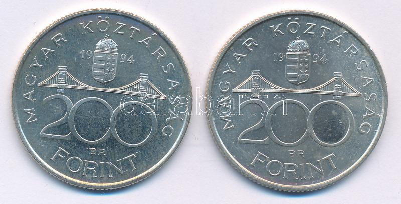 1994. 200Ft Ag 'Deák' (2x) T:UNC Adamo F13.1 - Image 2
