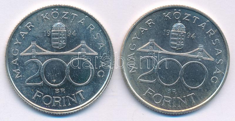 1994. 200Ft Ag 'Deák' (2x) T:UNC Adamo F13.1 - Image 2