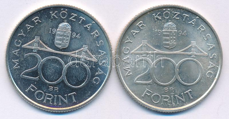 1994. 200Ft Ag 'Deák' (2x) T:UNC Adamo F13.1 - Image 2