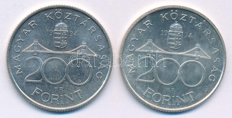 1994. 200Ft Ag 'Deák' (2x) T:UNC Adamo F13.1 - Image 2