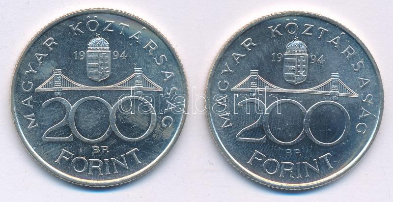 1994. 200Ft Ag 'Deák' (2x) T:UNC Adamo F13.1 - Image 2