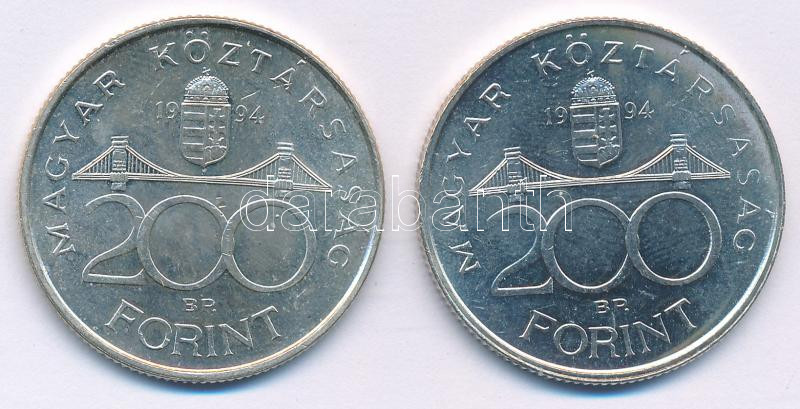 1994. 200Ft Ag 'Deák' (2x) T:UNC,AU Adamo F13.1 - Image 2