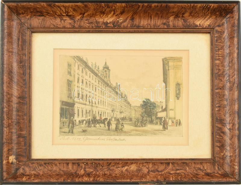cca 1980 Pest, 1812. Ofszet nyomat, papír, üvegezett fakeretben. 11,5x17 cm