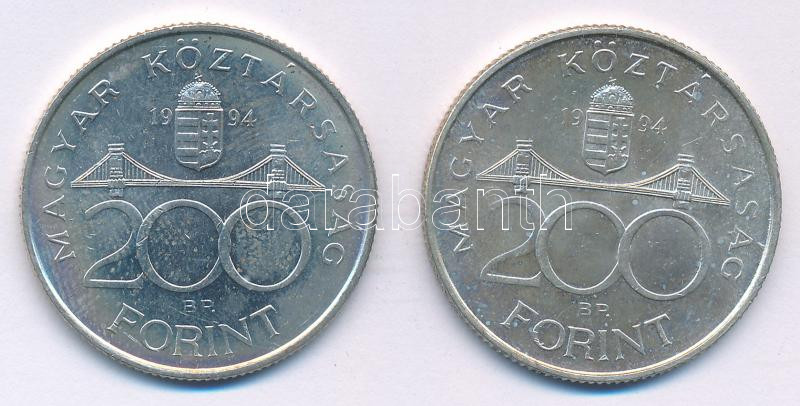 1994. 200Ft Ag 'Deák' (2x) T:AU Adamo F13.1 - Image 2