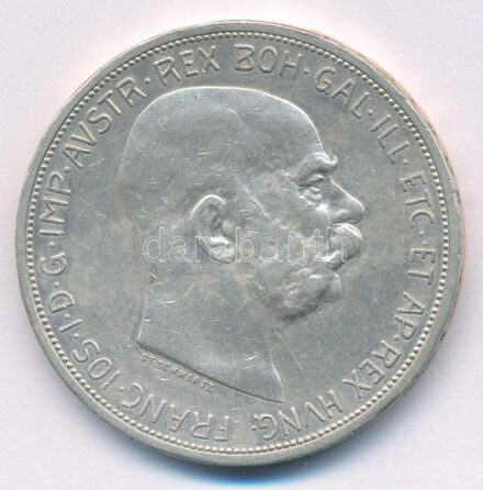 Ausztria 1909. 5K Ag 'Ferenc József' T:XF ph, karc Austria 1909. 5 Corona Ag 'Franz Joseph' C:XF edge error, scratch Krause KM#2813