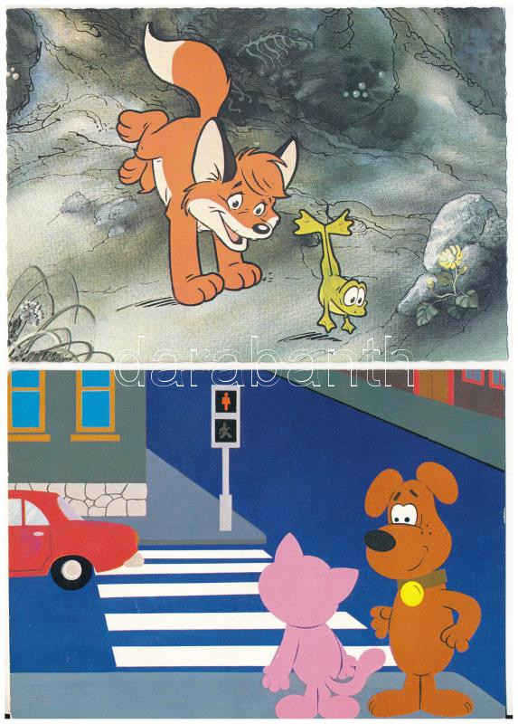 8 db MODERN motívum képeslap: mese, báb és rajzfilm / 8 modern motive postcards, cartoons, puppet films - Image 2