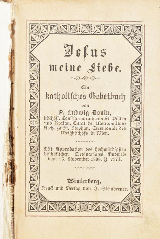 Antik német nyelvű imakönyv réz és csont díszítéssel, sérült, 12x8 cm. - Image 2