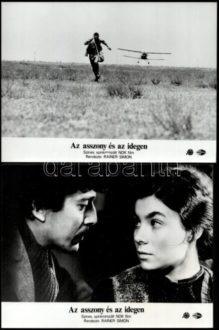 cca 1985 ,,Az asszony és az idegen' című NDK film jelenetei és szereplői, 6 db vintage produkciós filmfotó, ezüst zselatinos fotópapíron, a használatból eredő (esetleges) kisebb hibákkal, 18x21 cm