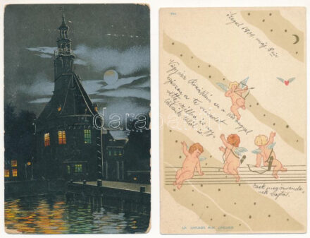20 db RÉGI hosszú címzéses motívum képeslap vegyes minőségben, lithok is / 20 pre-1910 motive postcards in mixed quality