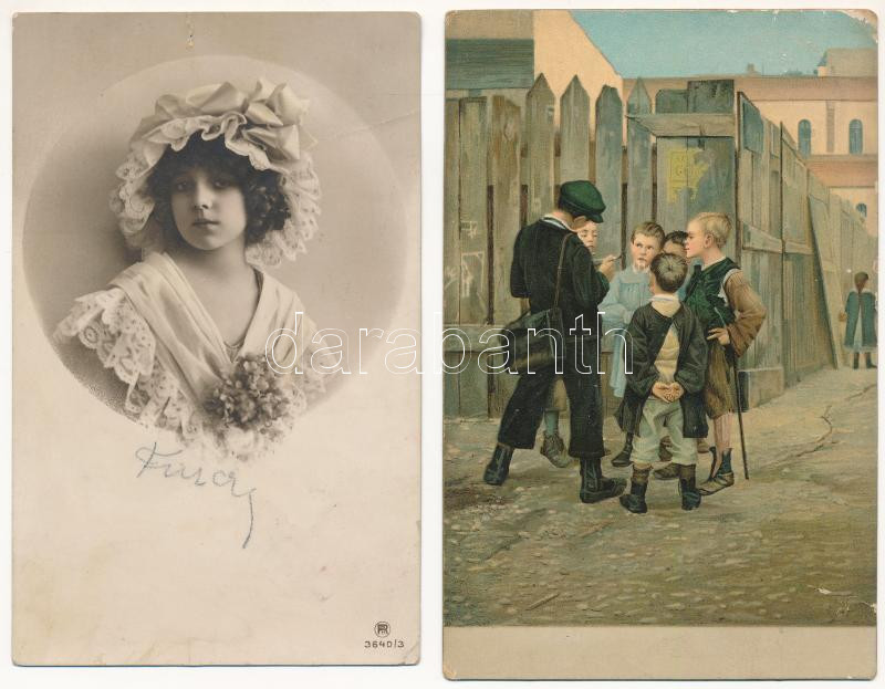 20 db RÉGI gyerek motívum képeslap vegyes minőségben / 20 pre-1945 children motive postcards in mixed quality