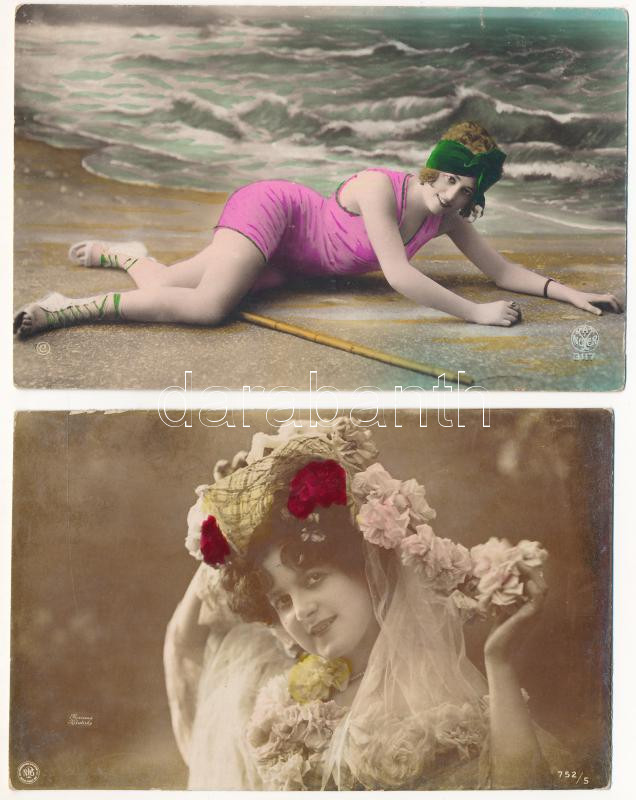 20 db RÉGI hölgy motívum képeslap vegyes minőségben / 20 pre-1945 lady motive postcards in mixed quality - Image 2