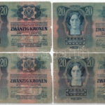 1913. 20K fekete 'ROMANIA TIMBRU SPECIAL' felülbélyegzéssel (4db) T:F,VG kisebb anyaghiány Adamo K17 - Image 2