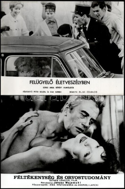 cca 1988 előtt, külföldön készült filmekből egy-egy jelenet, 19 db vintage produkciós filmfotó, ezüst zselatinos fotópapíron, a használatból eredő (esetleges) kisebb hibákkal, 18x21 cm