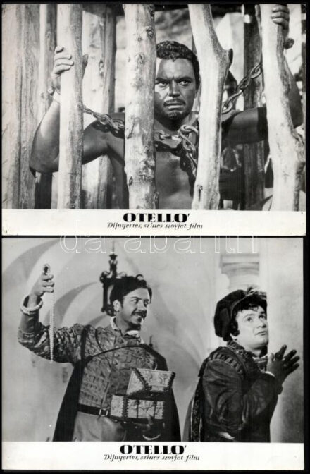 cca 1955 ,,Otello' című szovjet film jelenetei és szereplői, 21 db vintage produkciós filmfotó, ezüst zselatinos fotópapíron, a használatból eredő (esetleges) kisebb hibákkal, 18x21 cm